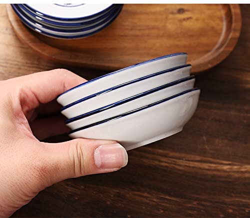 Blue and White Ceramic Appetizer Plates - Small Serving Dishes for Seasoning, Desserts, Snacks - Perfect for Parties, Tea Time, and Home Dining Decor