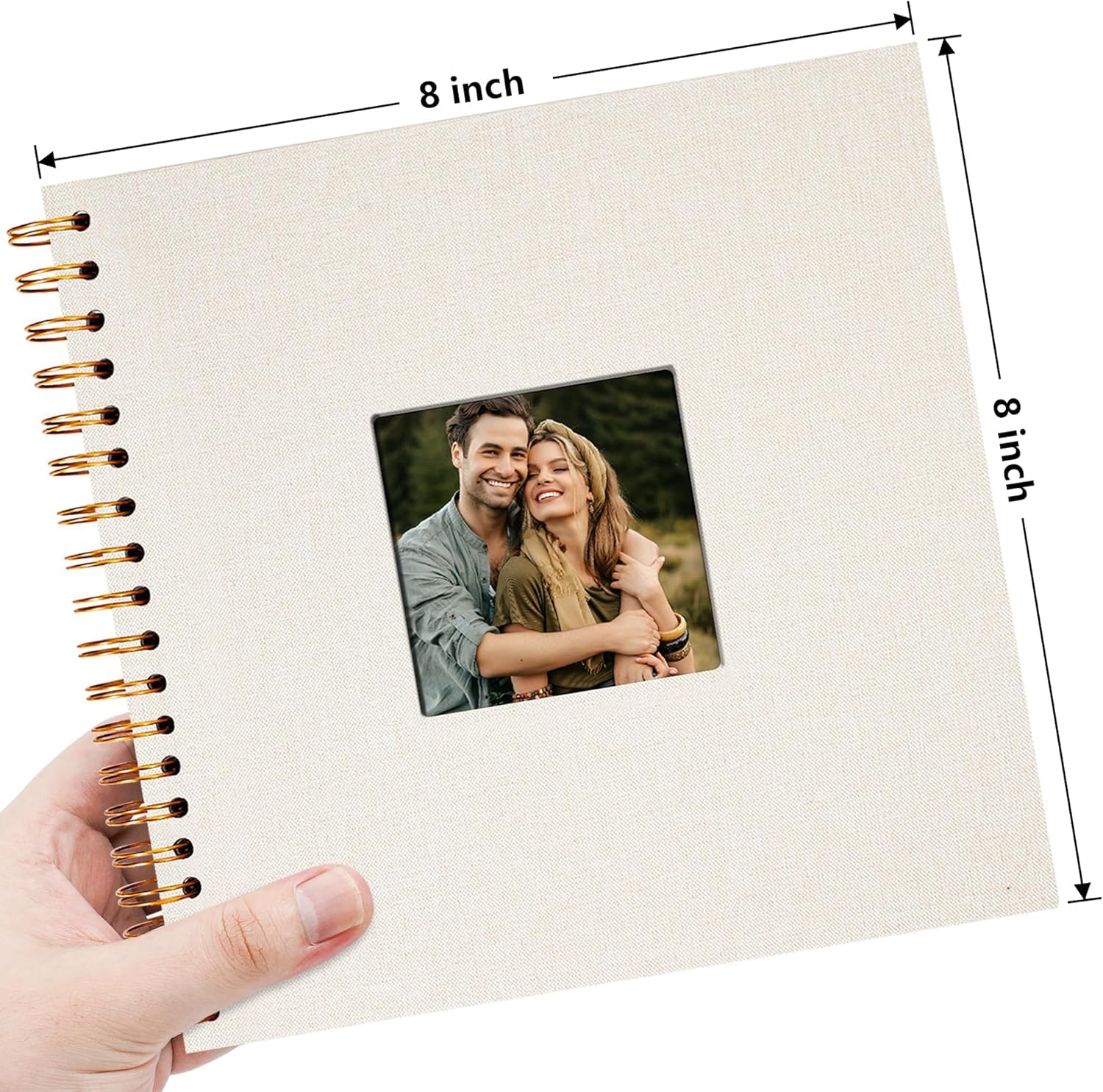 8x8 Inch Linen Cover Scrapbook Photo Album - Hardcover Kraft White Pages Memory Book for Travel, Wedding, Guest Book, Christmas, Baby Shower (20 Sheets/40 Pages, Beige) | Perfect for DIY Projects, Gift Giving & Preserving Special Moments
