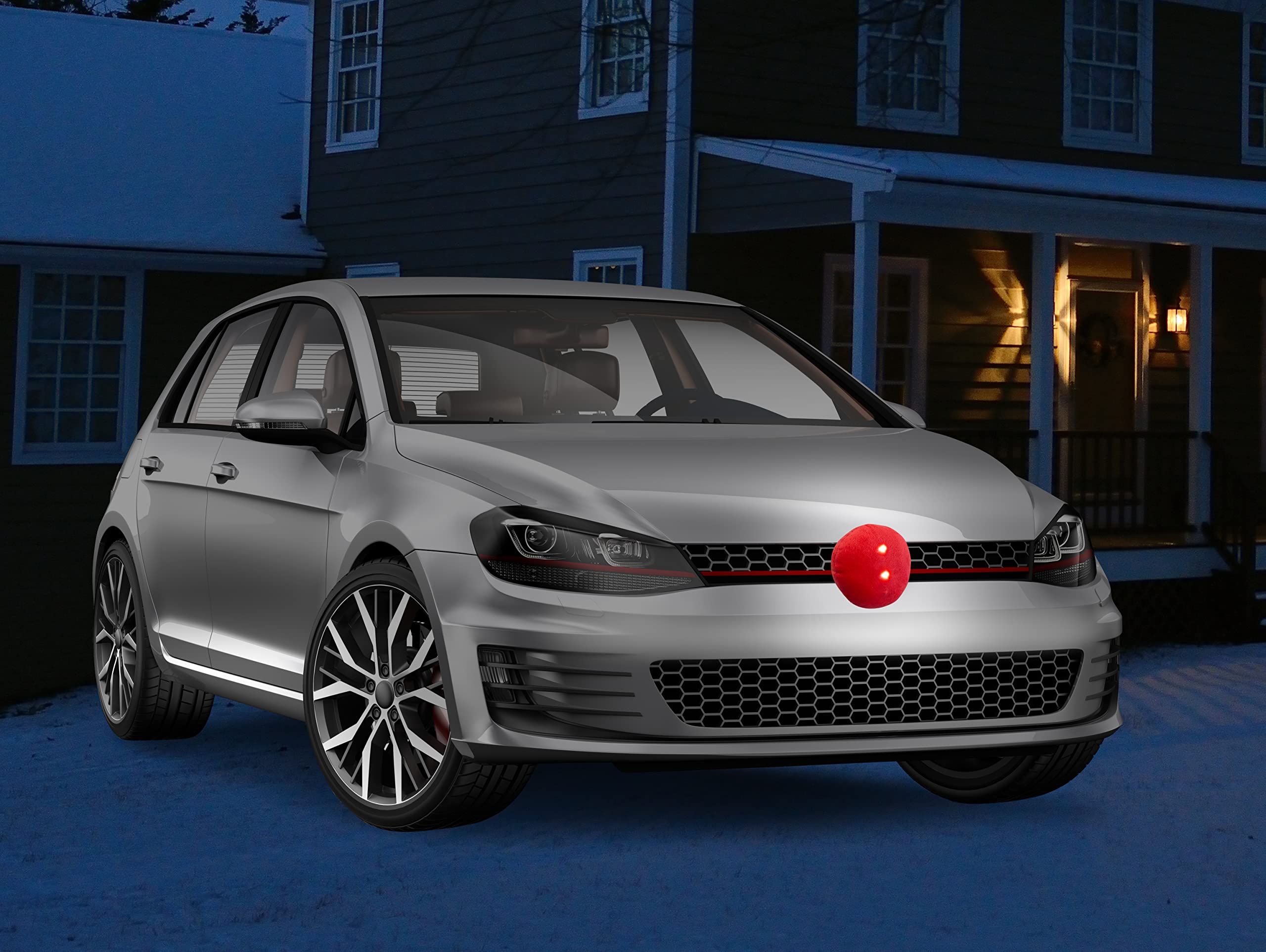 Festive Reindeer Car Nose - LED Light-Up Christmas Car Accessory for Holiday Decorations & Parades