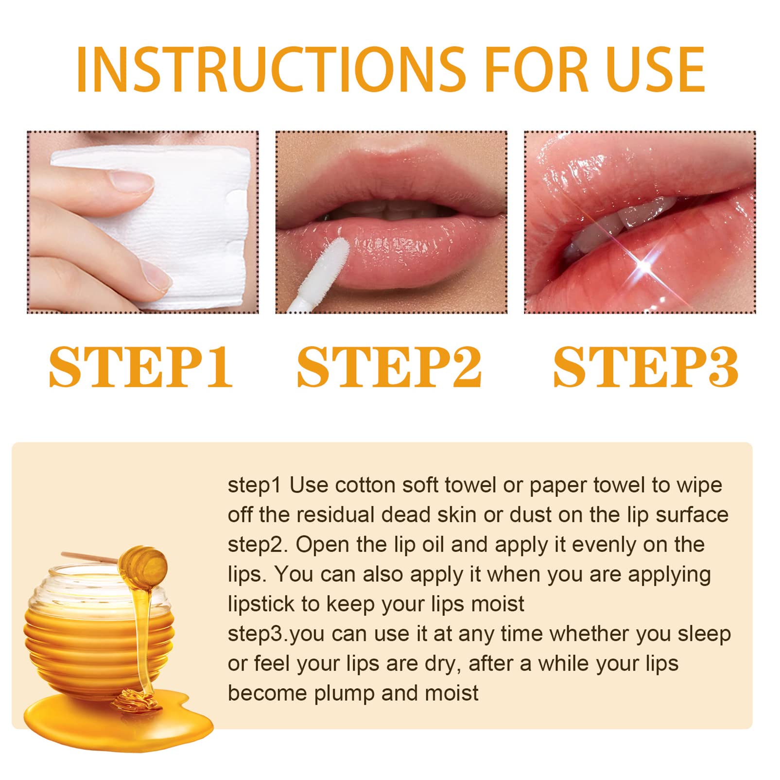 **Honey Lip Oil & Clear Lip Gloss Set - 2PCS Moisturizing Lip Gloss, Transparent Lip Comfort Oil with Honey Flavor for Hydration & Shine | Perfect for Daily Wear, Night Out, and Makeup Looks**