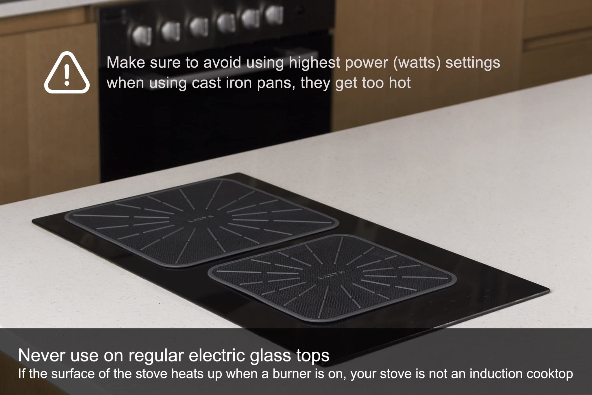 Non-Slip Silicone Fiberglass Induction Cooktop Mat - Magnetic Stove Protector - Prevents Pots from Sliding While Cooking - 7.4 Inch Square Black - Perfect for Kitchen Safety & Easy Cleaning