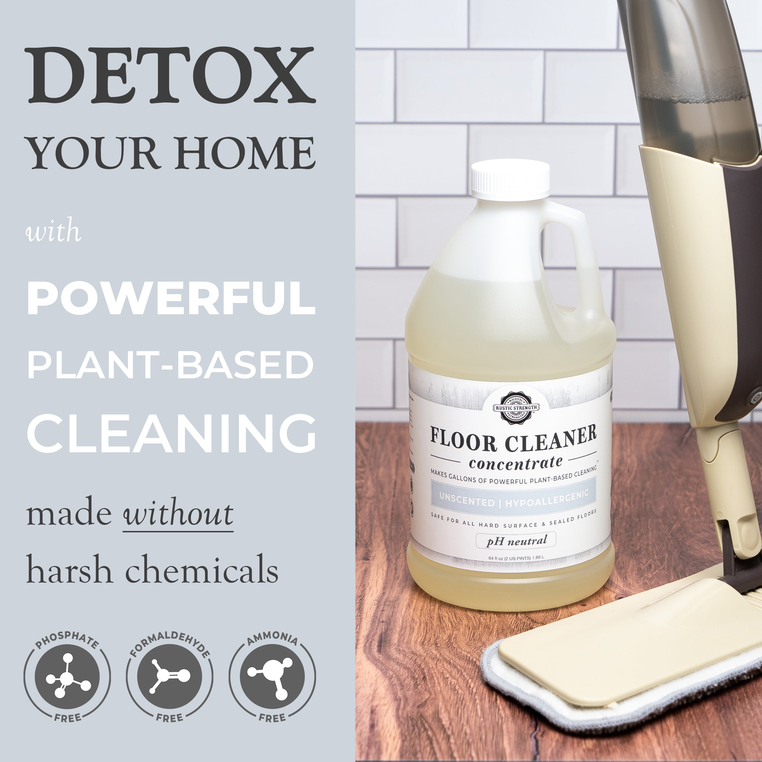 Best Unscented Floor Cleaner Concentrate - Powerful Cleaning for Hardwood, Tile & Laminate - Eco-Friendly & Safe for Pets & Kids