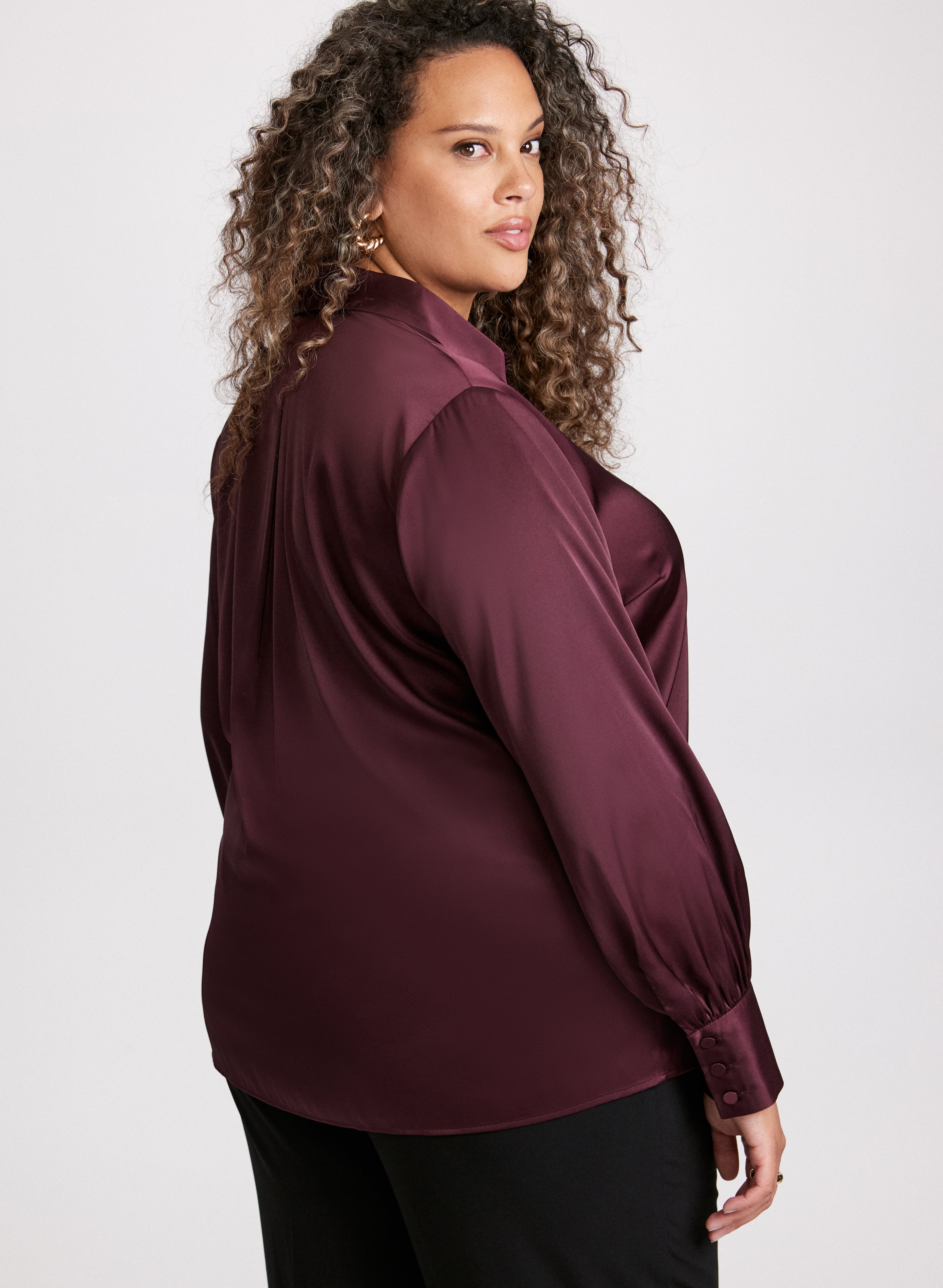 Elegant Button Up Satin Blouse for Women - Soft & Shiny Formal Shirt - Perfect for Office Wear, Evening Parties & Special Occasions