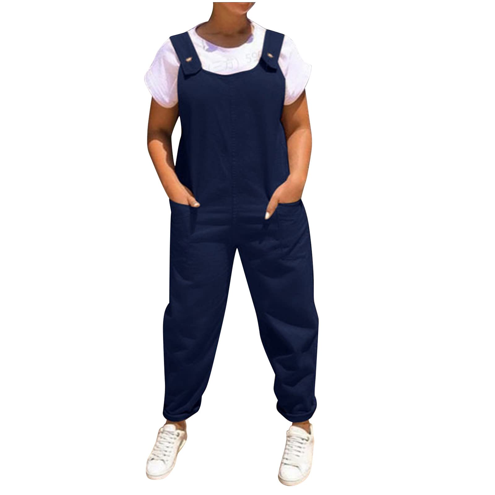 Women's Summer Jumpsuit - Solid Color Sleeveless Romper with Adjustable Straps & Button Front | Casual One-Piece Outfit for Beach, Vacation & Everyday Wear