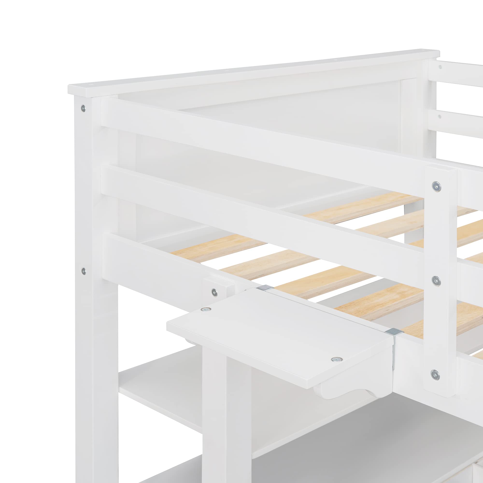 White Twin Loft Bed with Desk & Drawers for Kids, Teens & Adults - Space-Saving Bedroom Solution