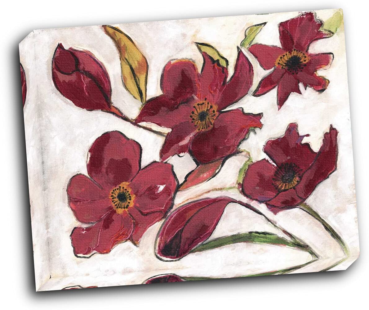 Ox Blood Flora Canvas Art 20x16 - Wall Decor for Living Room