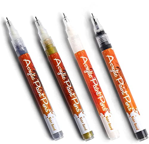 1mm Tip Quick Dry Acrylic Nail Art Painting Pen - DIY Nail Dotting & Liner Pen for Acrylic, Natural & Gel Nails (4 Colors) - Perfect for Salon, Home Manicure & Nail Art Designs