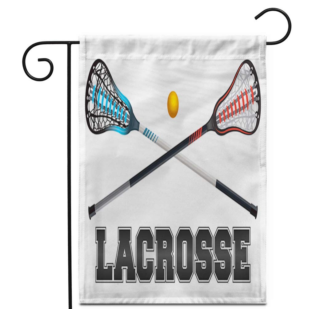28x40 Inch Double Sided Lacrosse Garden Flag with Crossed Sticks & Ball Design - Weatherproof Outdoor Yard Banner for Patio, Lawn Decor - Perfect for Sports Enthusiasts & Team Spirit Displays