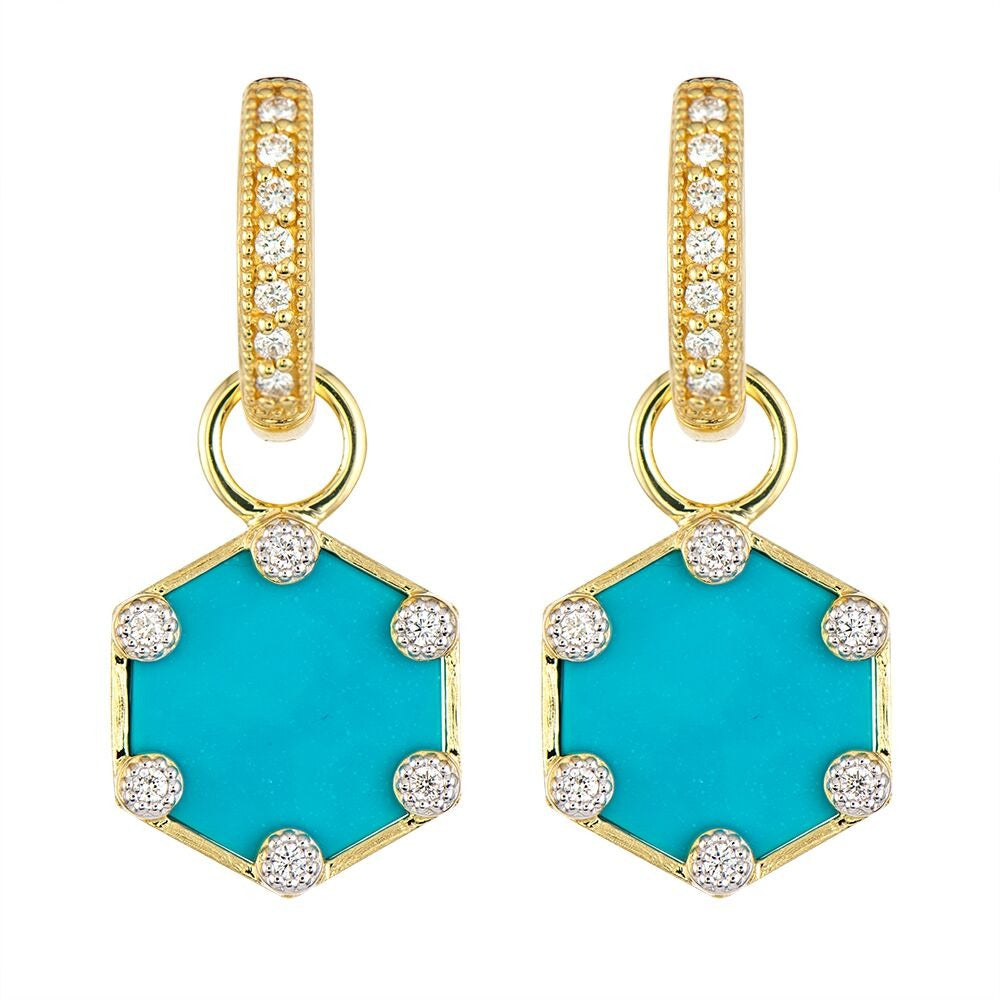 Jude Frances Provence Hexagon Turquoise Earrings - Handmade Boho Chic Jewelry for Women, Perfect for Casual Wear, Parties & Special Occasions