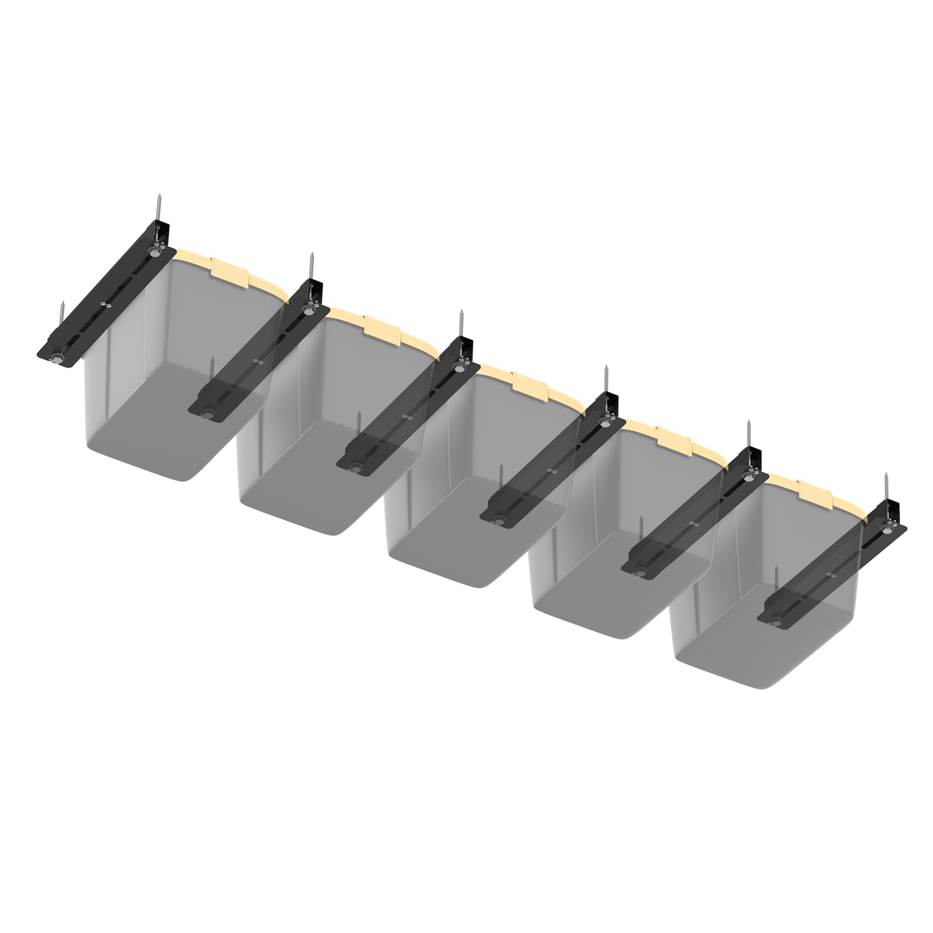 WALMANN Heavy Duty Overhead Garage Storage System - Adjustable Ceiling Tote Rack for 5 Bins (Bins Not Included) | Perfect for Garage Organization, Home Storage & Workshop Space Saving