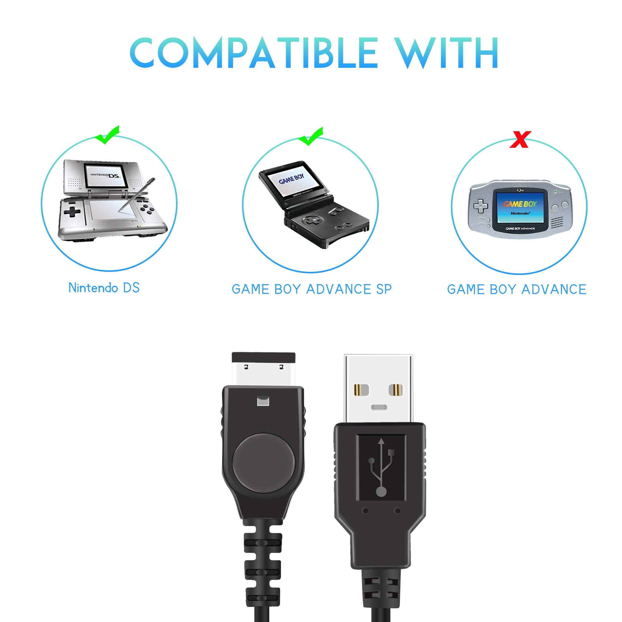 Xahpower Gameboy Advance SP Accessories Kit - 1 Charger, 1 Charge Cable & 1 Battery Pack for GBA SP Systems | Perfect for Gaming On-The-Go & Retro Game Collection