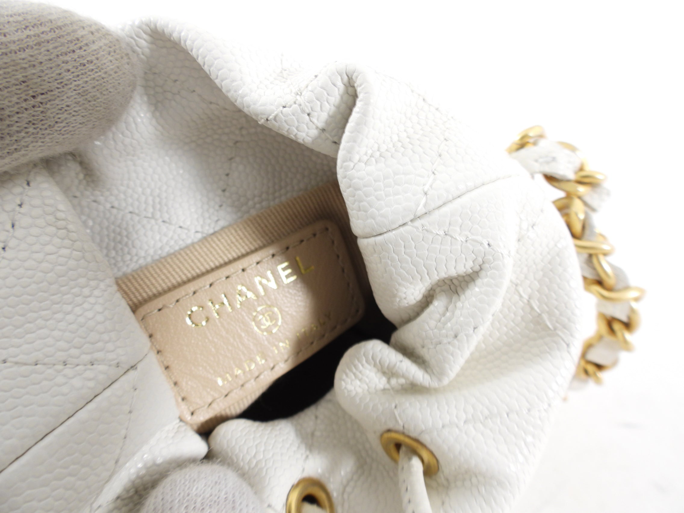 Chanel Quilted Caviar Mini Drawstring Bucket Bag with Twist Lock Closure - Perfect for Everyday Use, Date Nights & Travel Accessories