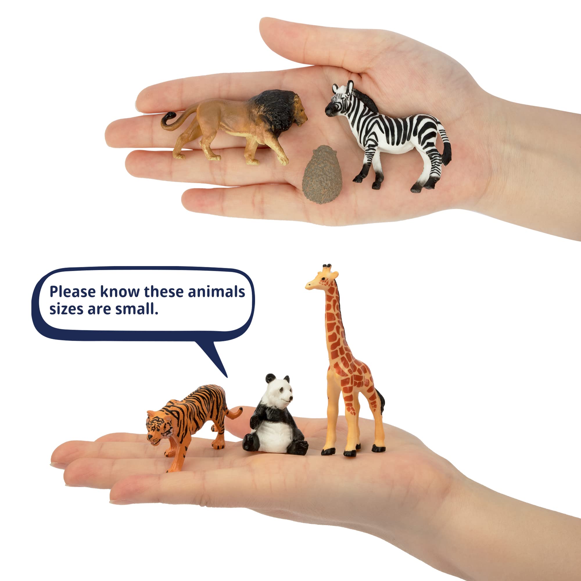 Toymany 14PCS 1-2 Inch Tiny Jungle Animal Figures - Realistic Mini Zoo Animal Toys Set for Cake Toppers, Easter Egg Fillers, Christmas & Birthday Gifts - Perfect for Kids Toddlers Party Favors, School Projects, and Safari Themed Decorations