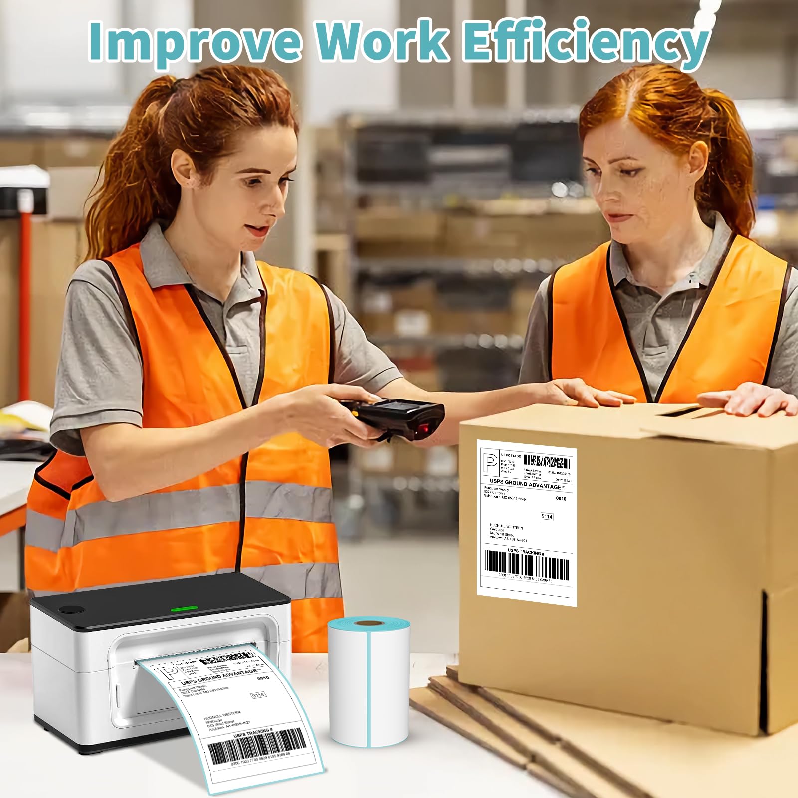 FungLam 2 Rolls 4x6 Direct Thermal Printer Labels - 500 Shipping Labels Compatible with Zebra & Rollo Label Printers | Perforated Postage Thermal Labels with Permanent Adhesive (250 Labels/Roll) - Ideal for E-commerce Shipping, Package Labeling & Logistics