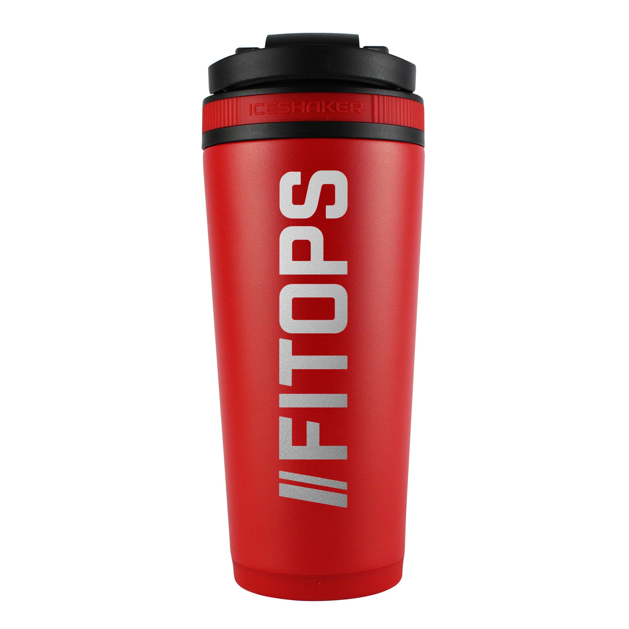 FITOPS 26oz Red Protein Shaker Bottle for Gym, Workout & Post-Workout Recovery - Leakproof Stainless Steel Blender Bottle with Mixing Ball for Smoothies & Protein Shakes