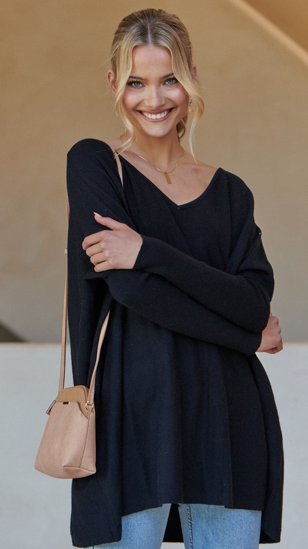Amalia Knit Top for Women - Soft Stretch Casual Black Blouse | Perfect for Office, Date Night & Everyday Wear
