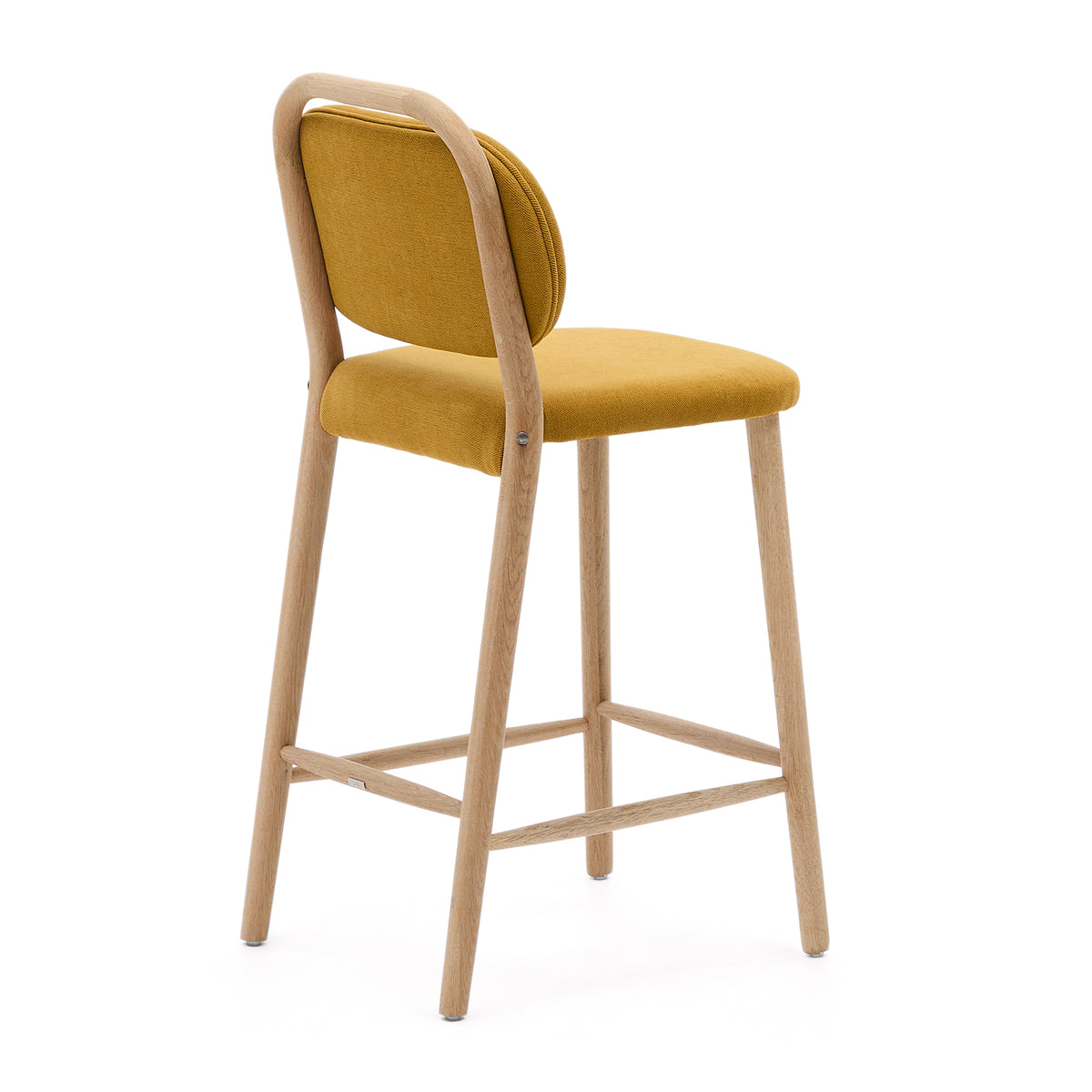 Kave Home Helda Bar Stool - Modern Adjustable Counter Height Stool for Kitchen Island, Breakfast Bar & Home Decor - Comfortable PU Leather Seat with Metal Base