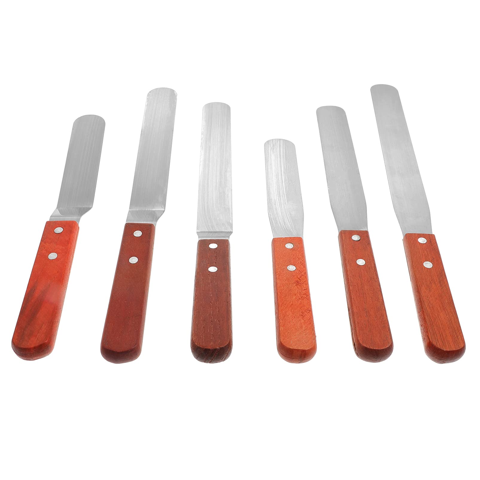 HEMOTON 6-Piece Stainless Steel Cake Spatula Set - Wooden Handle Icing Scraper, Straight & Sandwich Spatulas for Baking, Cake Decorating, Cream Spreading - Perfect for Home Bakers, Pastry Chefs & DIY Dessert Making