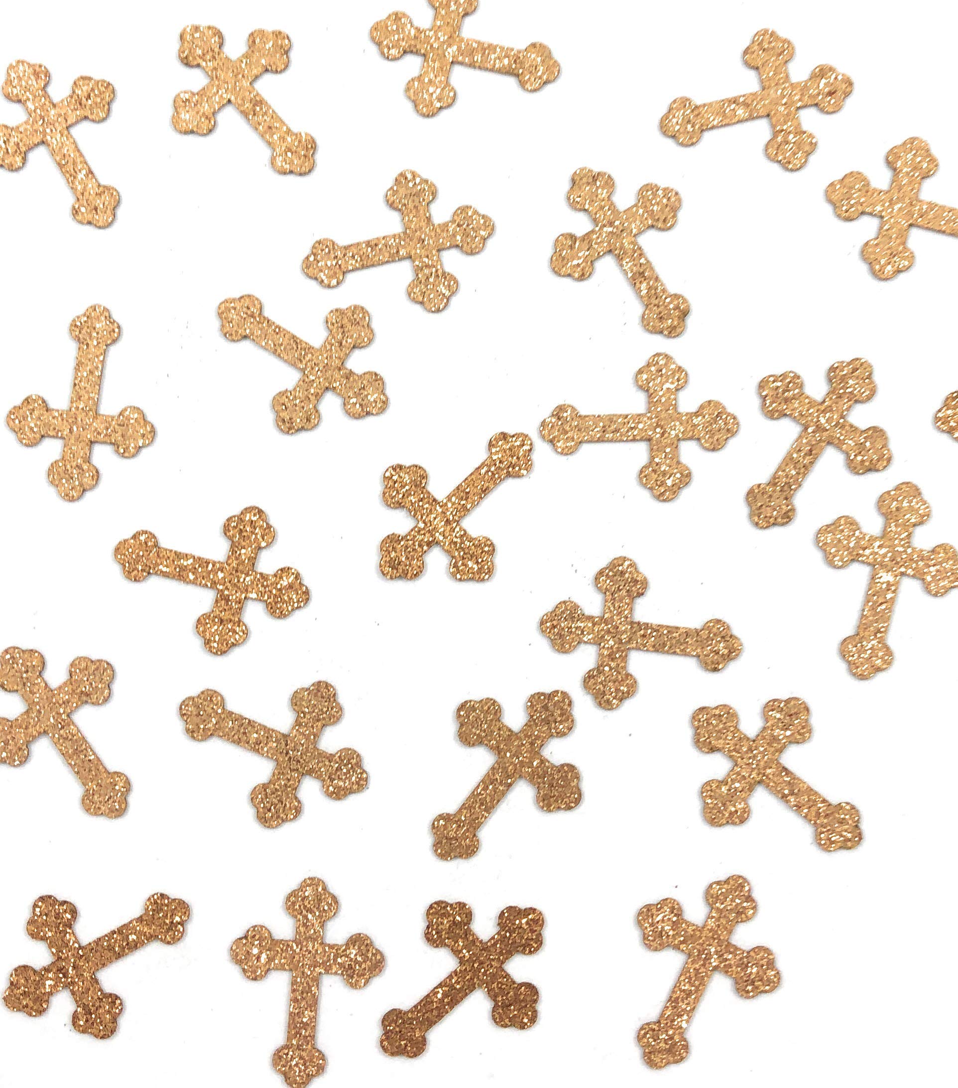 100 Pieces Rose Gold Glitter Cross Confetti for Wedding Decorations, Baby Showers, Birthday Parties & DIY Crafts - Premium Metallic Confetti for Scrapbooking, Invitations & Celebration Decor