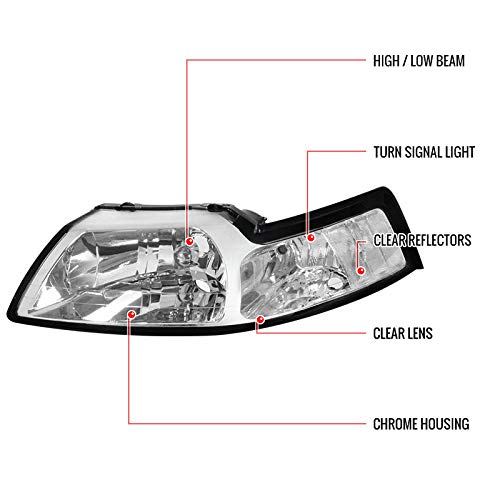 Replacement Clear Headlights for 99-04 Models - Left & Right Pair - Perfect for Night Driving & Car Restoration Projects