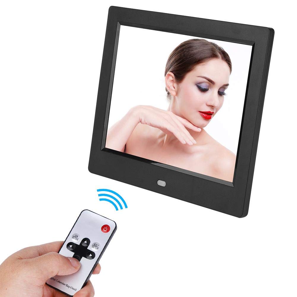 8-Inch Digital Photo Frame & Alarm Clock with 4:3 HD Display - Multi-Angle Standalone Desktop Electronic Watch for Elderly (UK Plug, White) - Perfect for Home Office, Bedside Table & Gift Giving