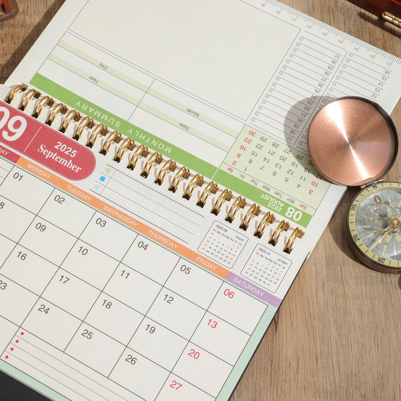 2025 Small Desk Calendar - Standing Flip Monthly Planner with Metal Ring Twin-Wire Binding for Home, Office & School | Perfect for Scheduling, Productivity & Organization (Green)