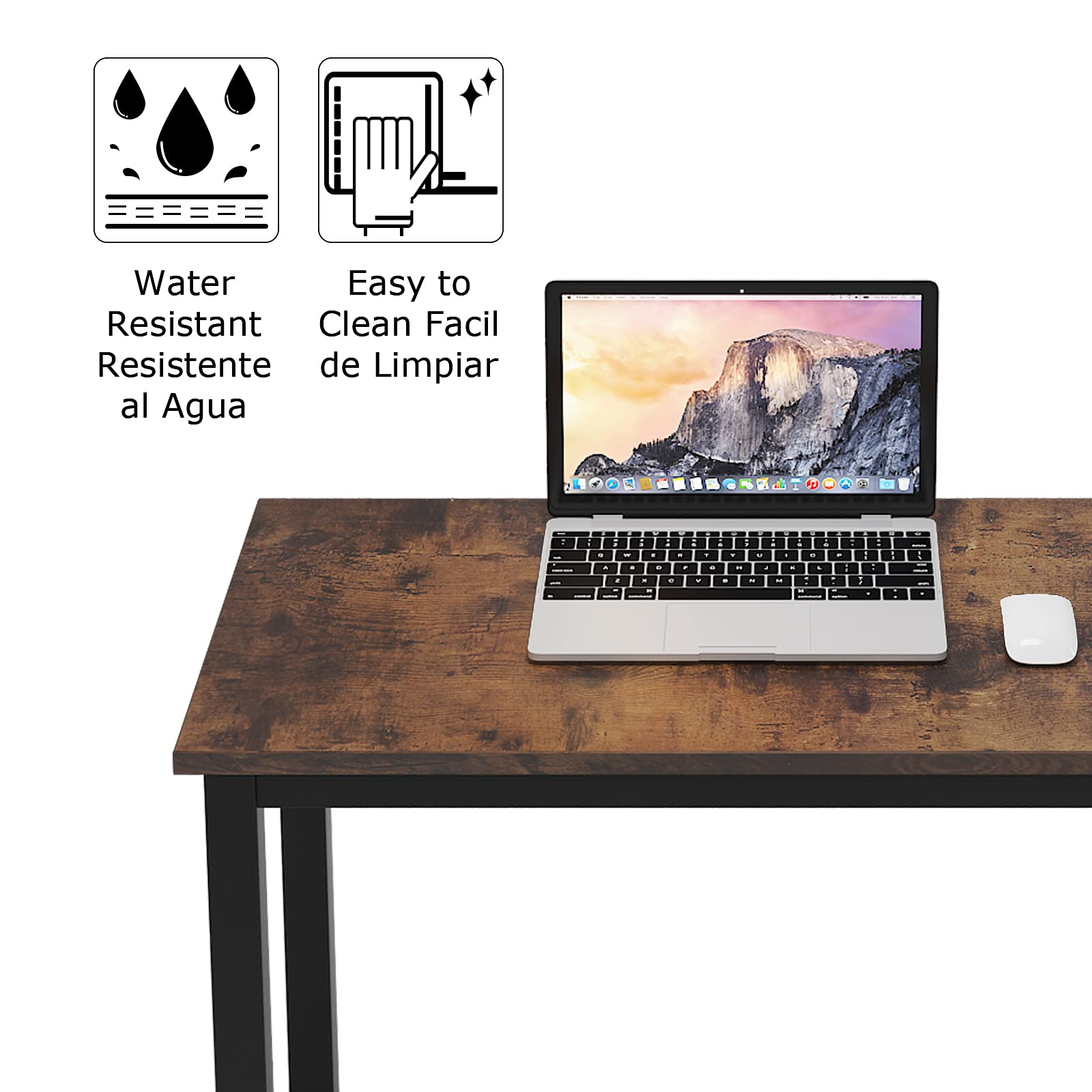 SogesFurniture 47.2 Inch Home Office Desk - Sturdy Computer Desk for Work & Gaming, Writing Workstation with Large Surface, Brown - Perfect for Small Spaces & Remote Work