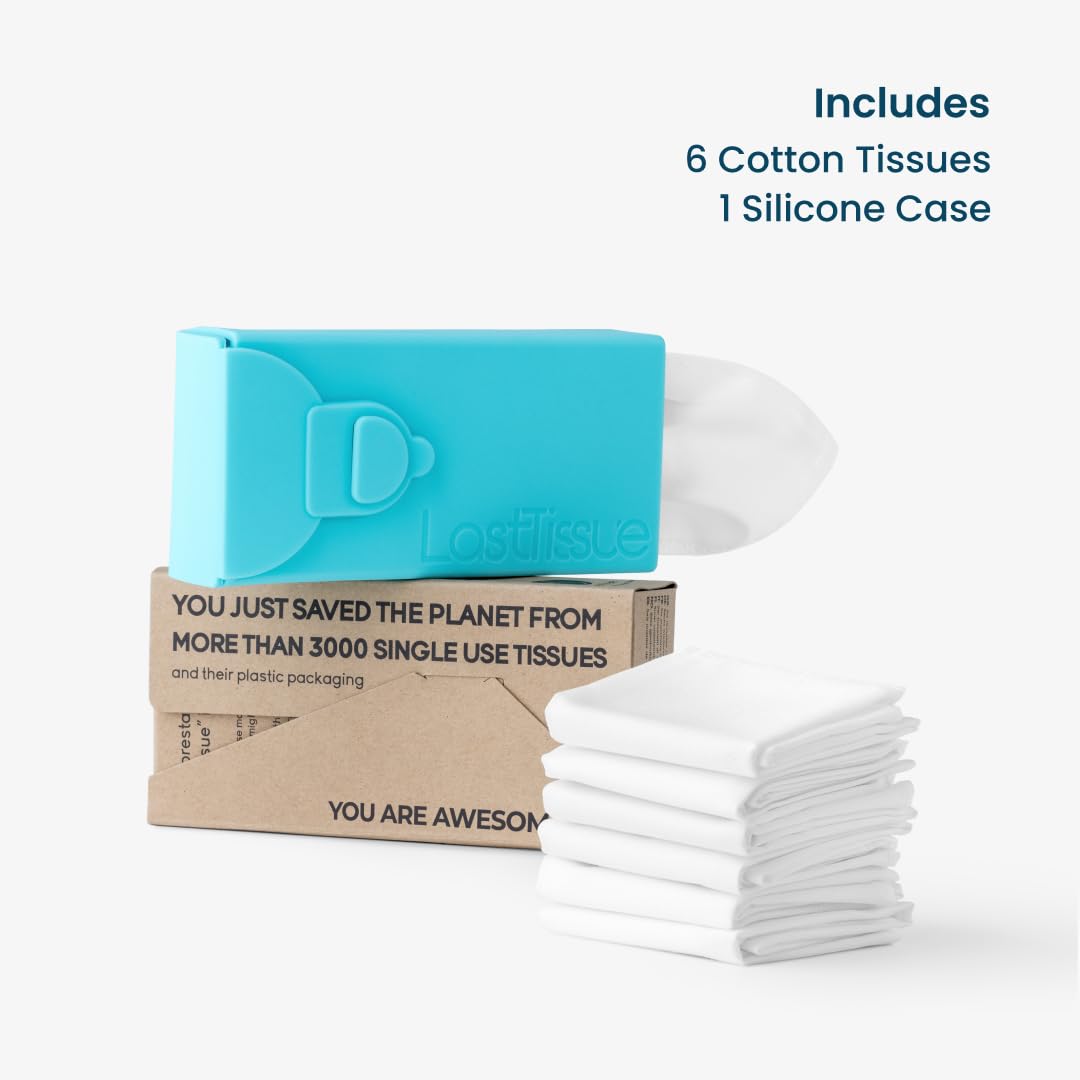 LastTissue® Reusable Cotton Tissue Pack - Eco-Friendly Washable Facial Tissues for Men & Women | Portable Travel Handkerchief with Storage Case | Perfect for Daily Use, Travel, Gym & Outdoor Activities