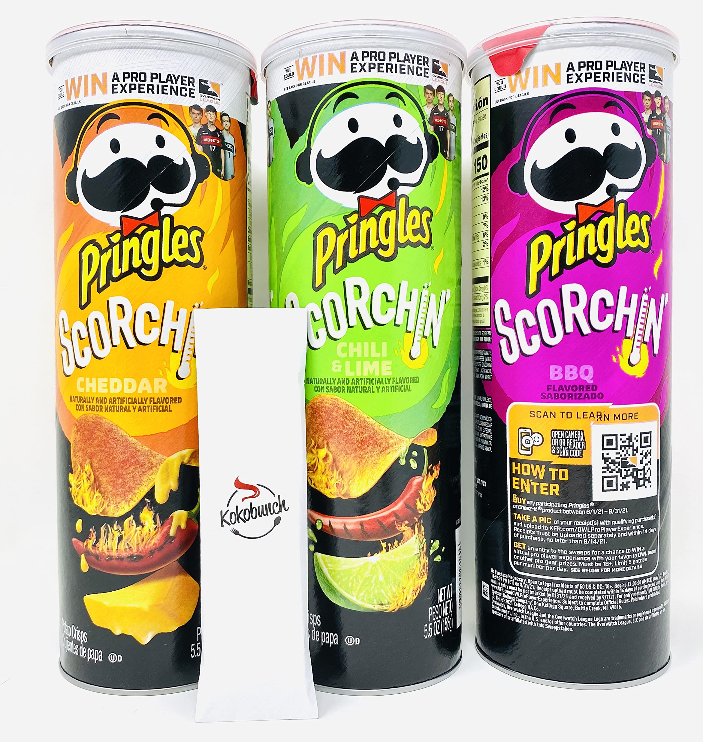 Pringles Scorchin' Assorted Chips Variety Pack - Cheddar, BBQ, Hot Chili & Lime Flavored Potato Crisps (3 Pack) | Perfect for Parties, Snacking & On-the-Go Lunch Boxes