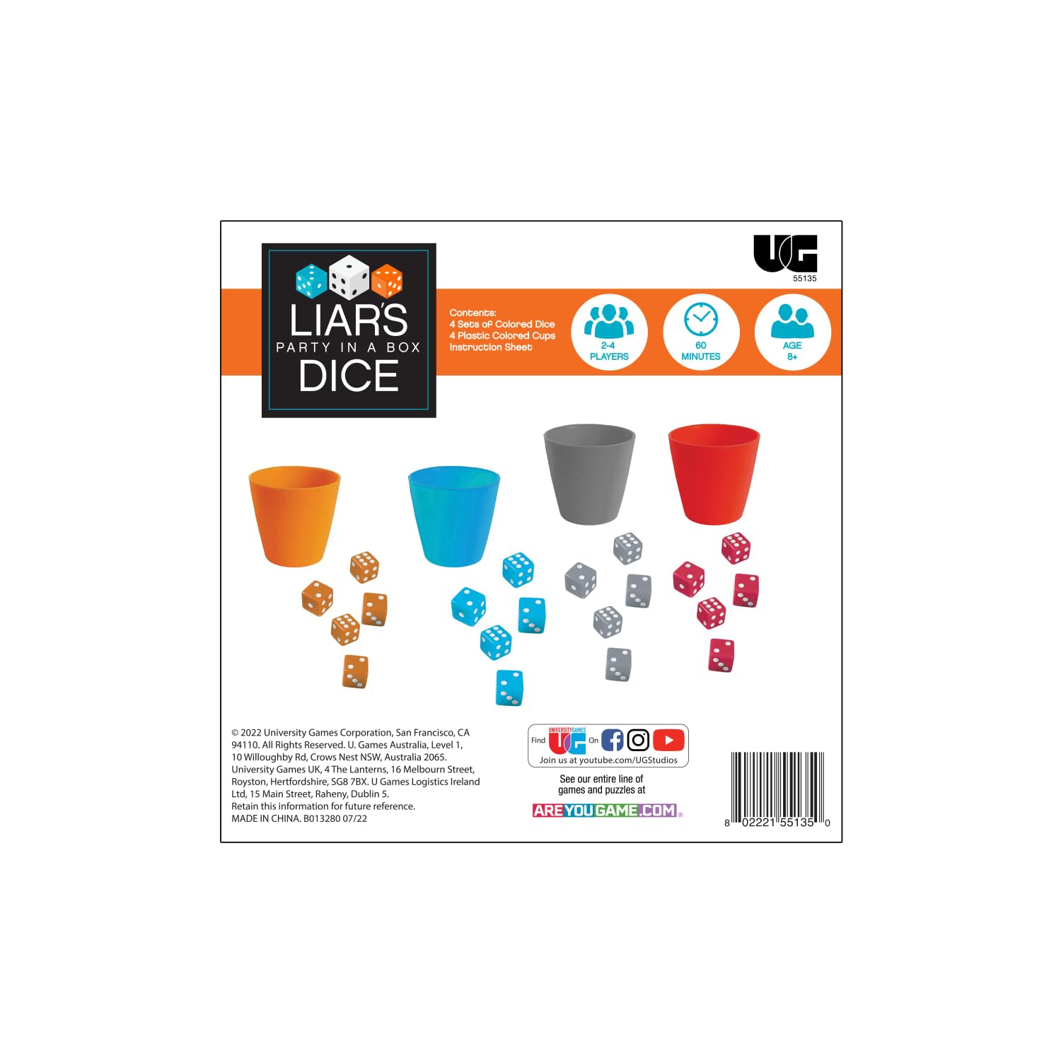 University Games Liar's Dice - Classic Multi-Color Dice Game for Adults & Families | Perfect for Parties, Game Nights & Travel Entertainment