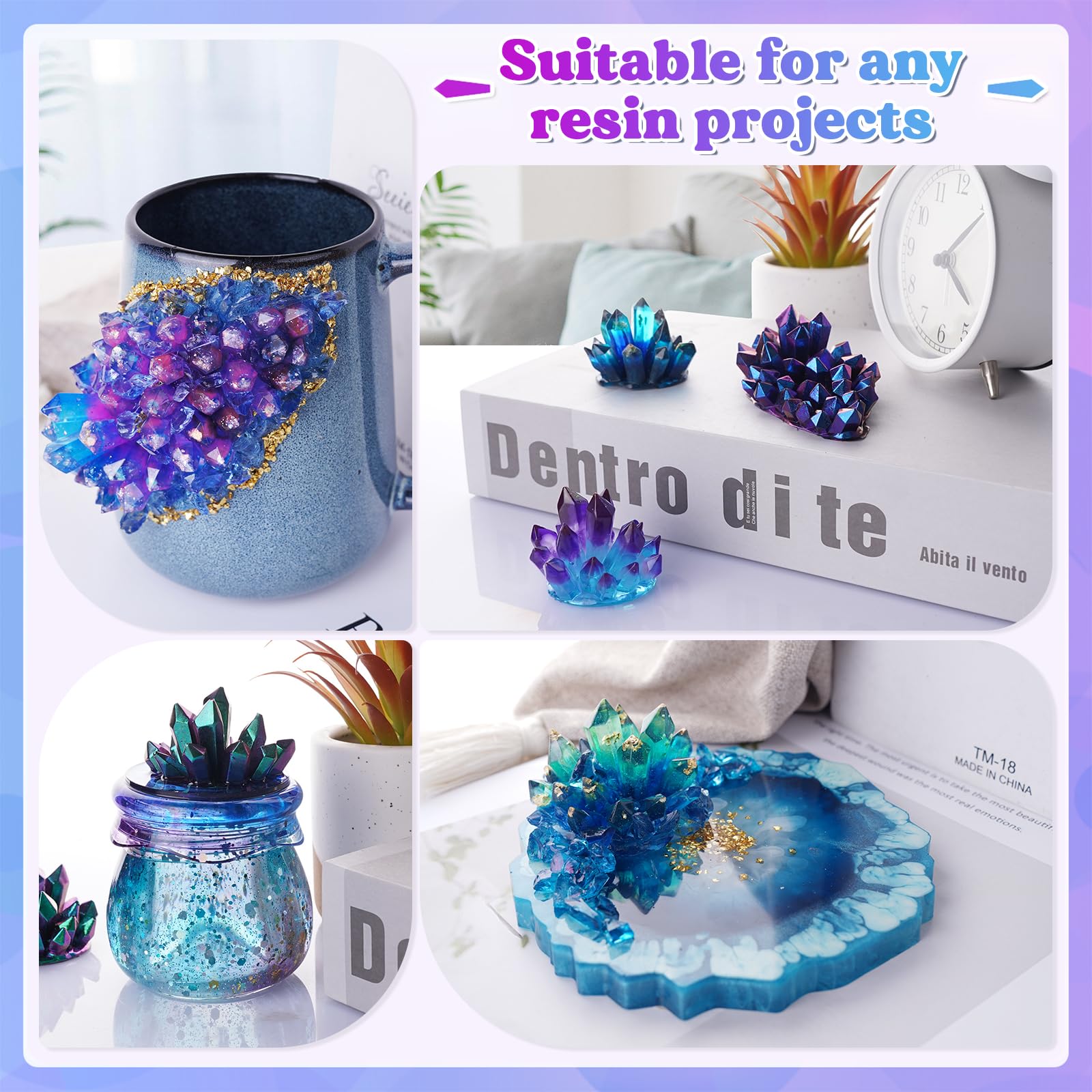 Premium LET'S RESIN Crystal Cluster Silicone Molds Set - Large & Small Quartz Epoxy Resin Molds for DIY Healing Stones, Geode Crafts, Home Decor - Perfect for Resin Jewelry Making, Crystal Healing Kits & Unique Gift Ideas