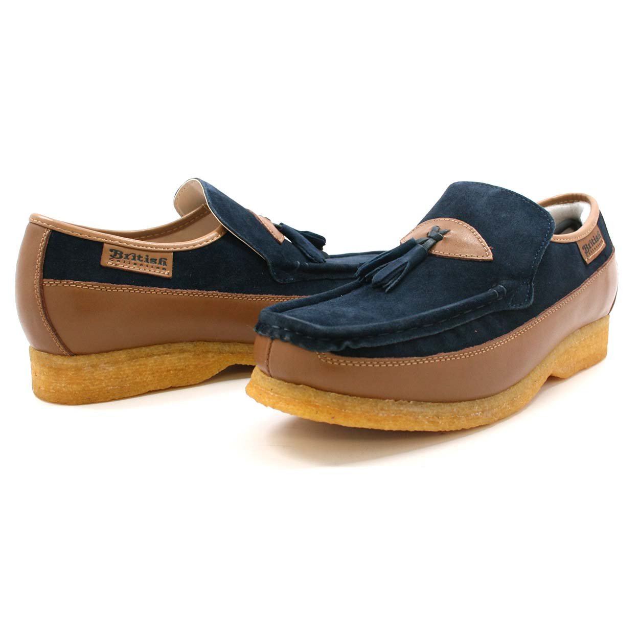 British Collection King Old School Slip On Black Suede Shoes - Vintage Style Men's Loafers for Casual Wear & Office Outfits