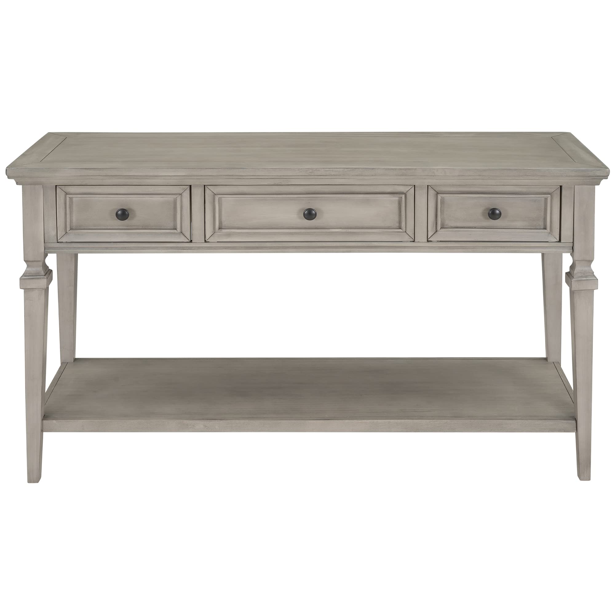 Classic Retro Console Table with 3 Drawers & Open Shelf - Rustic Sofa Table, Entryway Side Table for Living Room & Hallway - Easy Assembly, Gray Wash (11