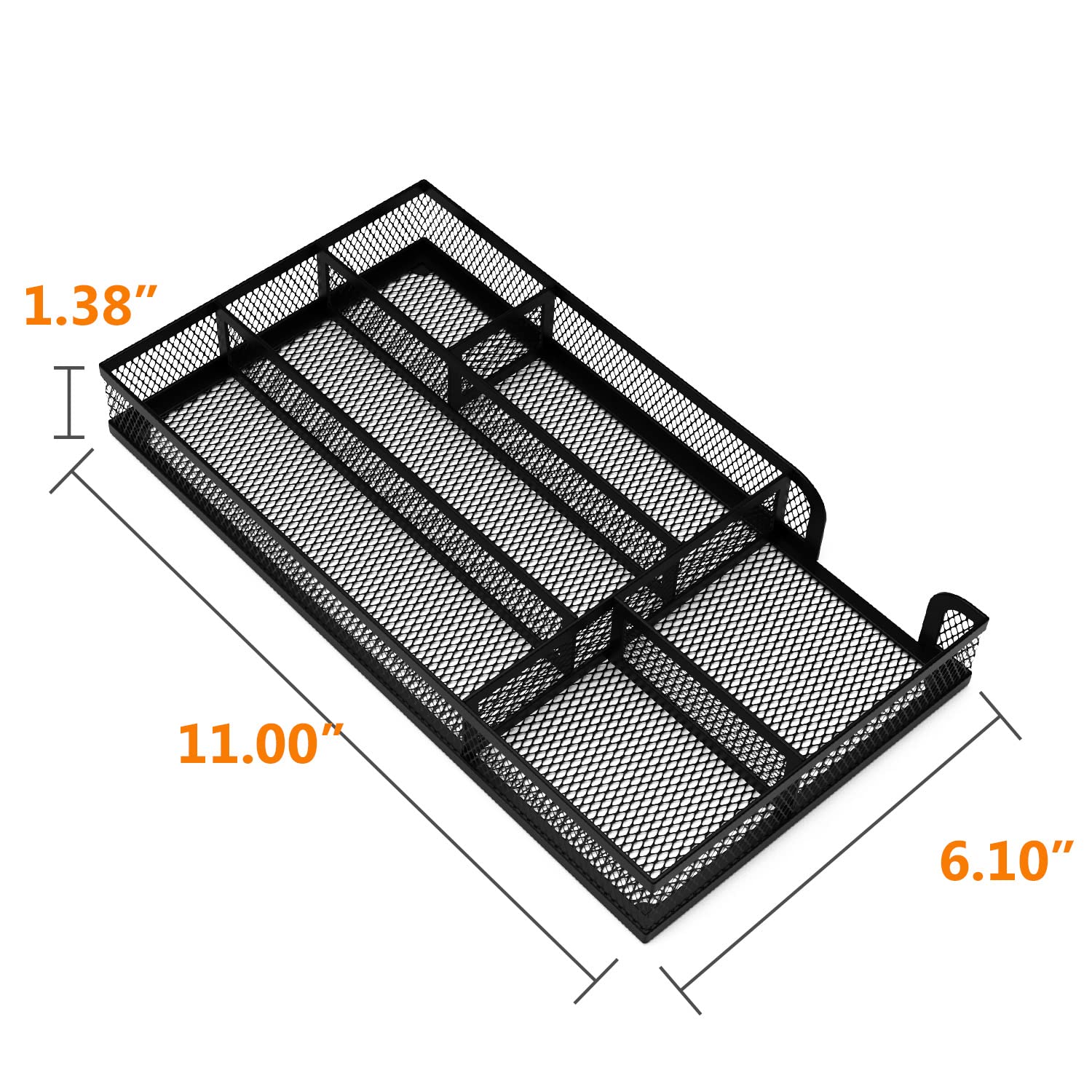 Metal Mesh Desk Drawer Organizer Tray - Small Office & Home Storage Solution for Pencils, Makeup, Utensils - Perfect for Desktop, Bathroom, Kitchen & Vanity Organization