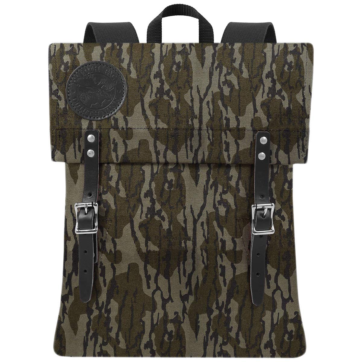 **Duluth Pack Duluth Minn Roll-Top Scout Pack – Handcrafted Canvas Travel Backpack with Premium American Leather – Durable Outdoor Hiking Bag for Men & Women – Mossy Oak Bottomland – Perfect for Camping, Travel & Weekend Adventures**