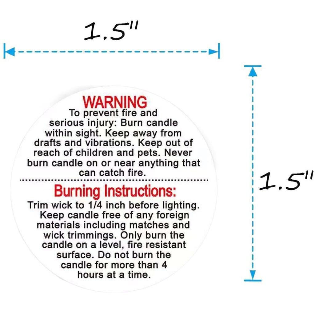 500Pc Round Candle Warning Stickers - Safety Wax Melt Labels for DIY Candle Making, Soap Crafting & Home Arts | Perfect for Candle Packaging, Gift Bags & Craft Projects | Fire Hazard Warning Labels for Safe Candle Use