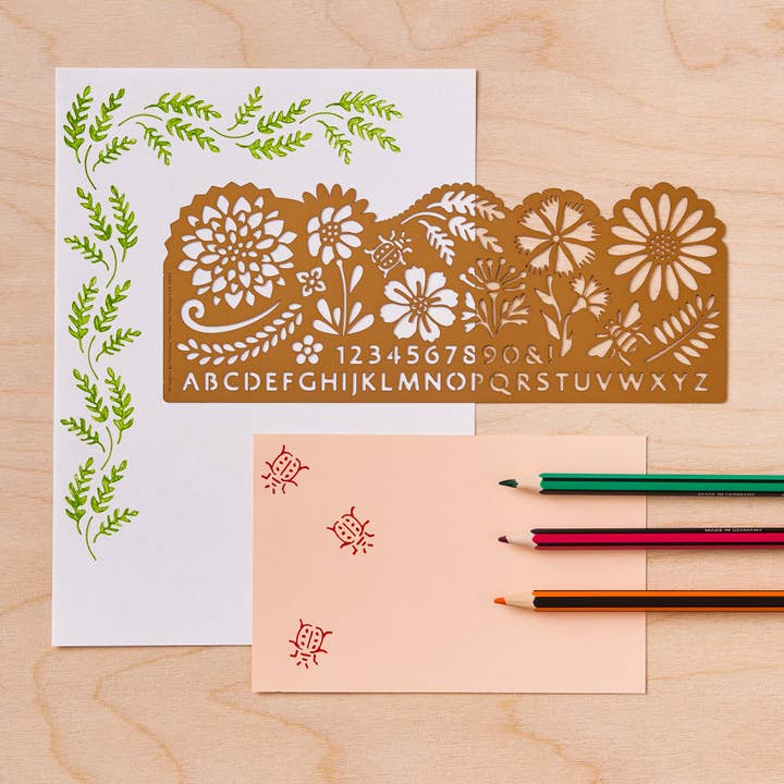 Botanical Metal Drawing Stencil Set - 12 Pack Floral Design Templates for Sketching, Scrapbooking & Journaling - Perfect for DIY Art Projects, Bullet Journals and Creative Gift Making