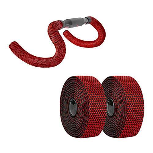 Bestymxy Premium Road Bike Handlebar Tapes - Professional Cycling Handlebar Wraps for Racing Bikes - 2 Rolls with End Plugs (Red) - Perfect for Road Cycling, Commuting & Training