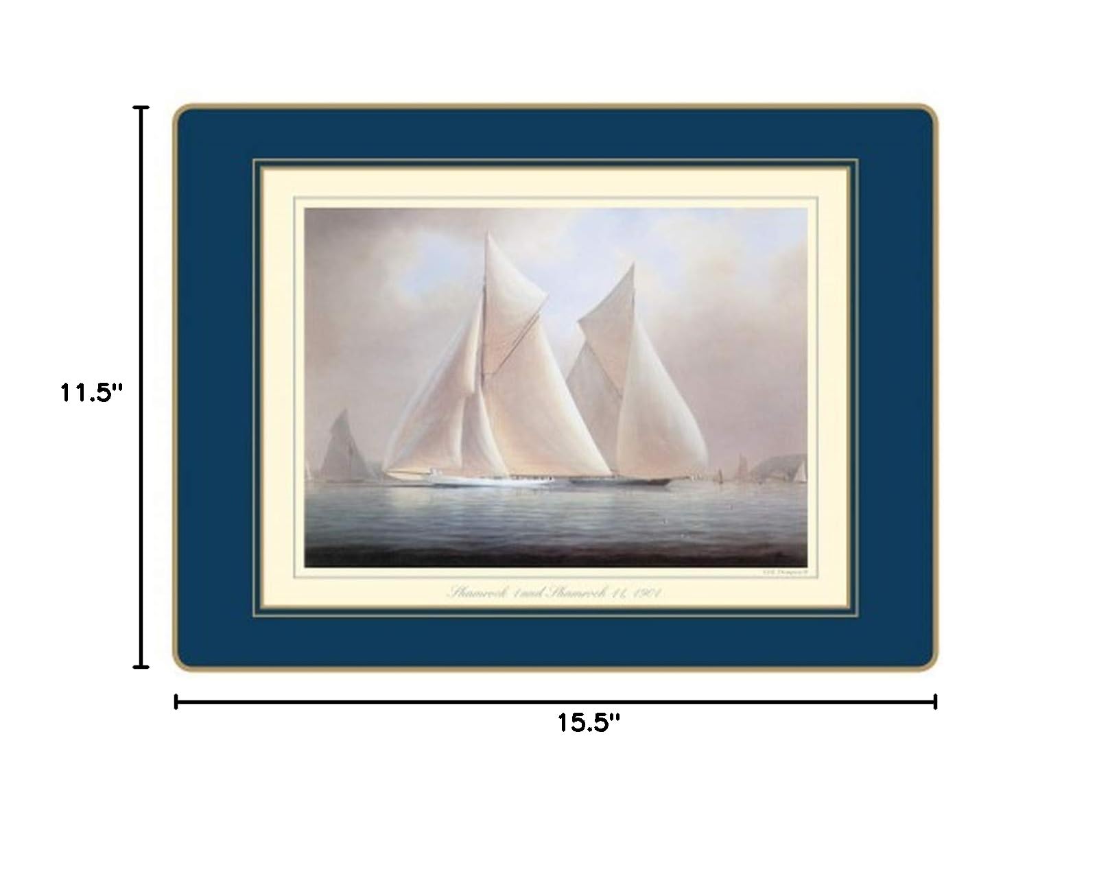 Lady Clare Continental Placemats Set of 4 - Nautical Racing Yachts Design - Waterproof & Heat-Resistant Table Mats for Dining Room, Kitchen, or Outdoor Entertaining