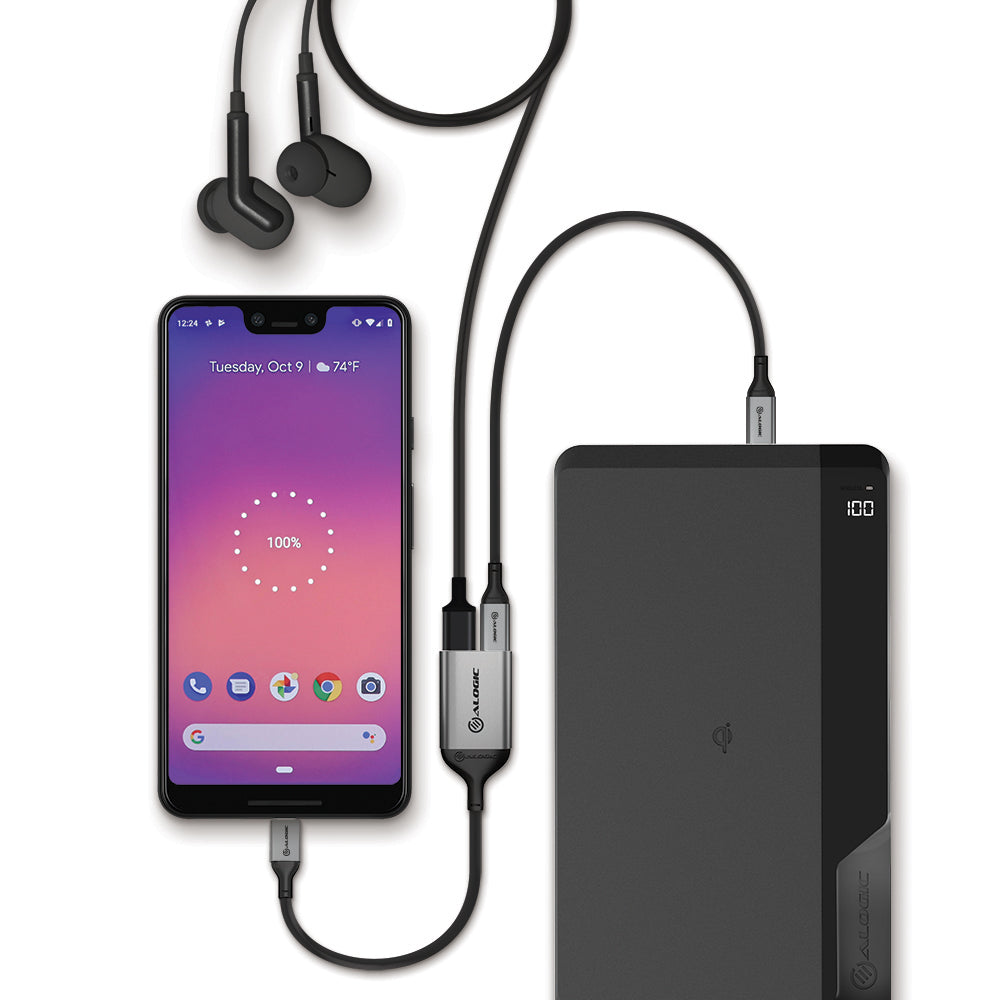 USB C Male to Female Audio & Charging Combo Adapter - Ultra Series | Dual Port for Headphones & Fast Charging | Compatible with Phones, Laptops & Tablets