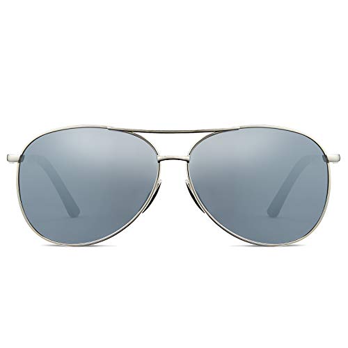 01-aviator Sunglasses-silver Lens Silver Frame