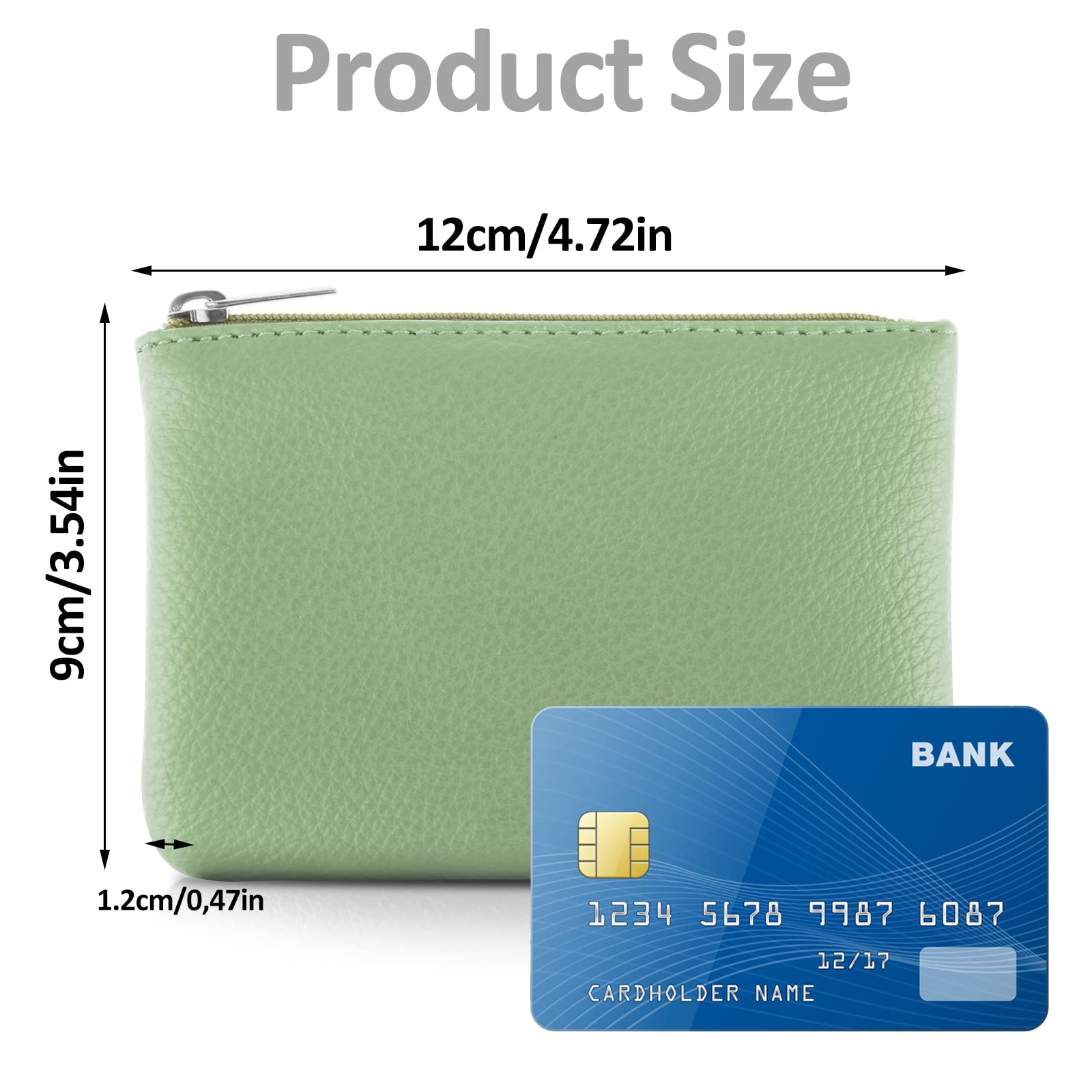 PU Lychee Pattern Zipper Coin Purse - Mini Portable Wallet for Women with Credit Card Slots, ID Holder & Keychain - Perfect for Change, Keys, Lipstick & Headphones (Green) | Ideal for Daily Use, Travel & Gift Giving
