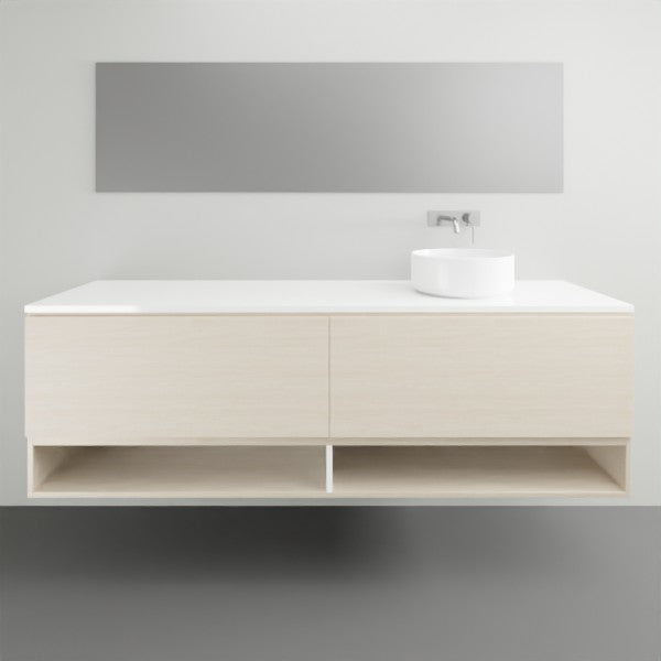 ADP Glacier Lite Shelf Slim Vanity with Solid Surface Top - Modern Bathroom Storage Solution for Small Spaces, Perfect for Apartments and Powder Rooms