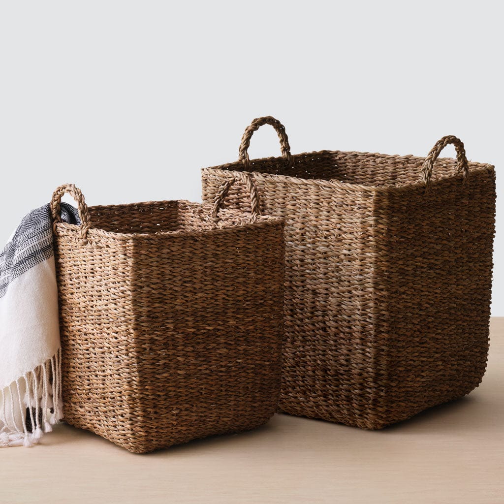 Padma Square Storage Baskets - Woven Decorative Bins for Home Organization - Perfect for Bedroom, Bathroom & Closet Storage