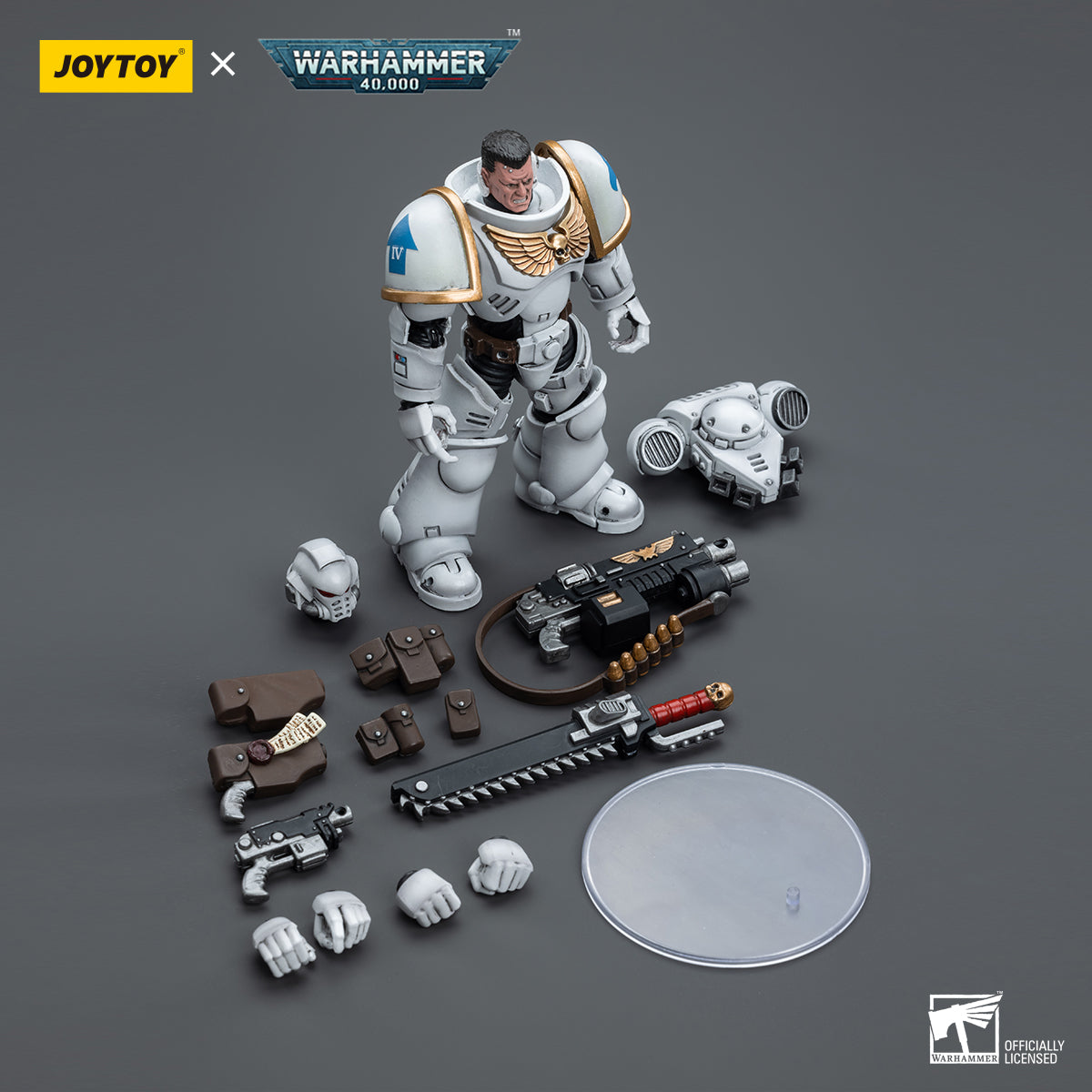 1/18 JOYTOY Warhammer 40K Space Marines White Consuls Intercessors Action Figure Set (3pcs) - Perfect for Collectors, Wargaming, and Tabletop Battles