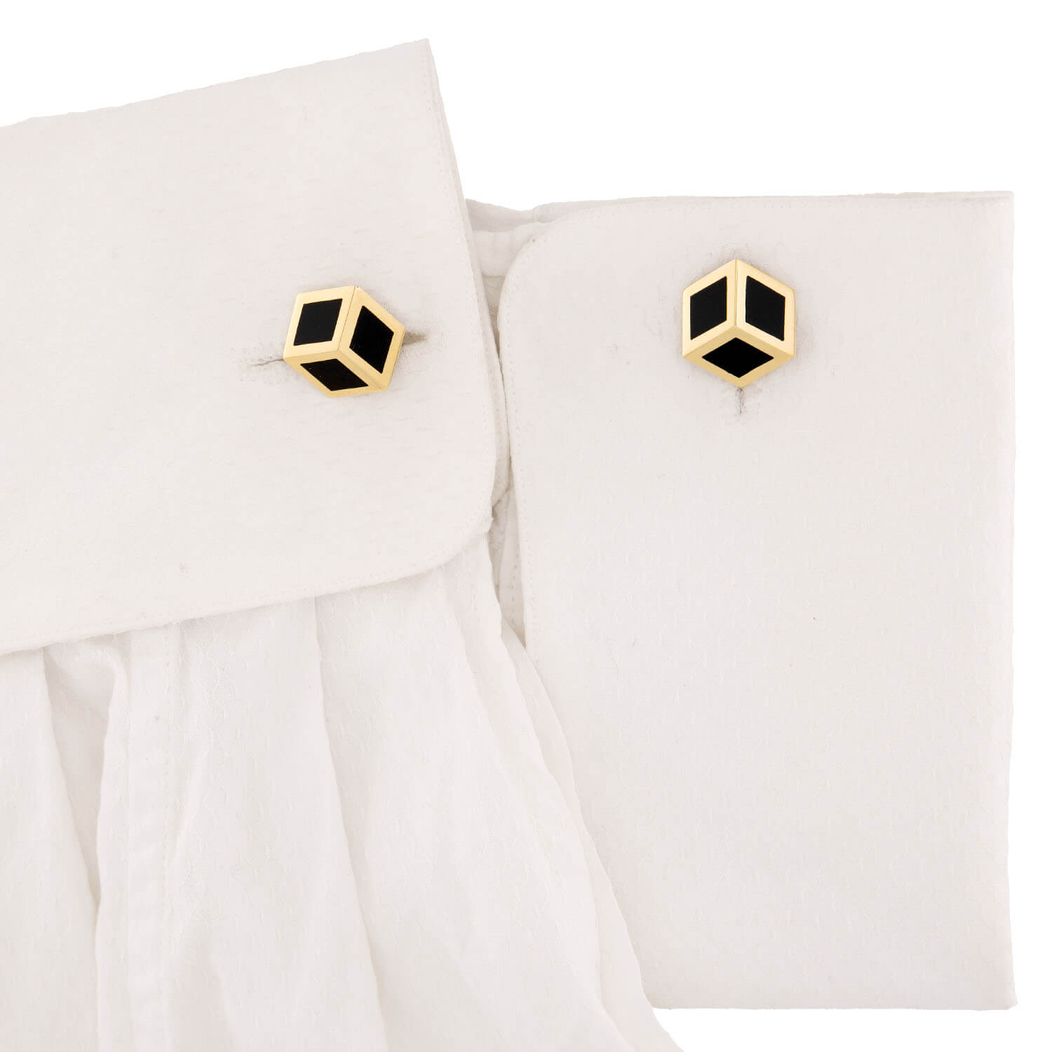 14k Gold Onyx Cube Cufflinks for Men - Elegant Dress Accessories for Weddings, Business & Formal Events