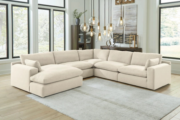 Elyza 5-Piece Sectional Sofa with Left-Hand Facing Chaise in Premium Linen Fabric - Perfect for Living Room, Family Room & Home Theater Seating
