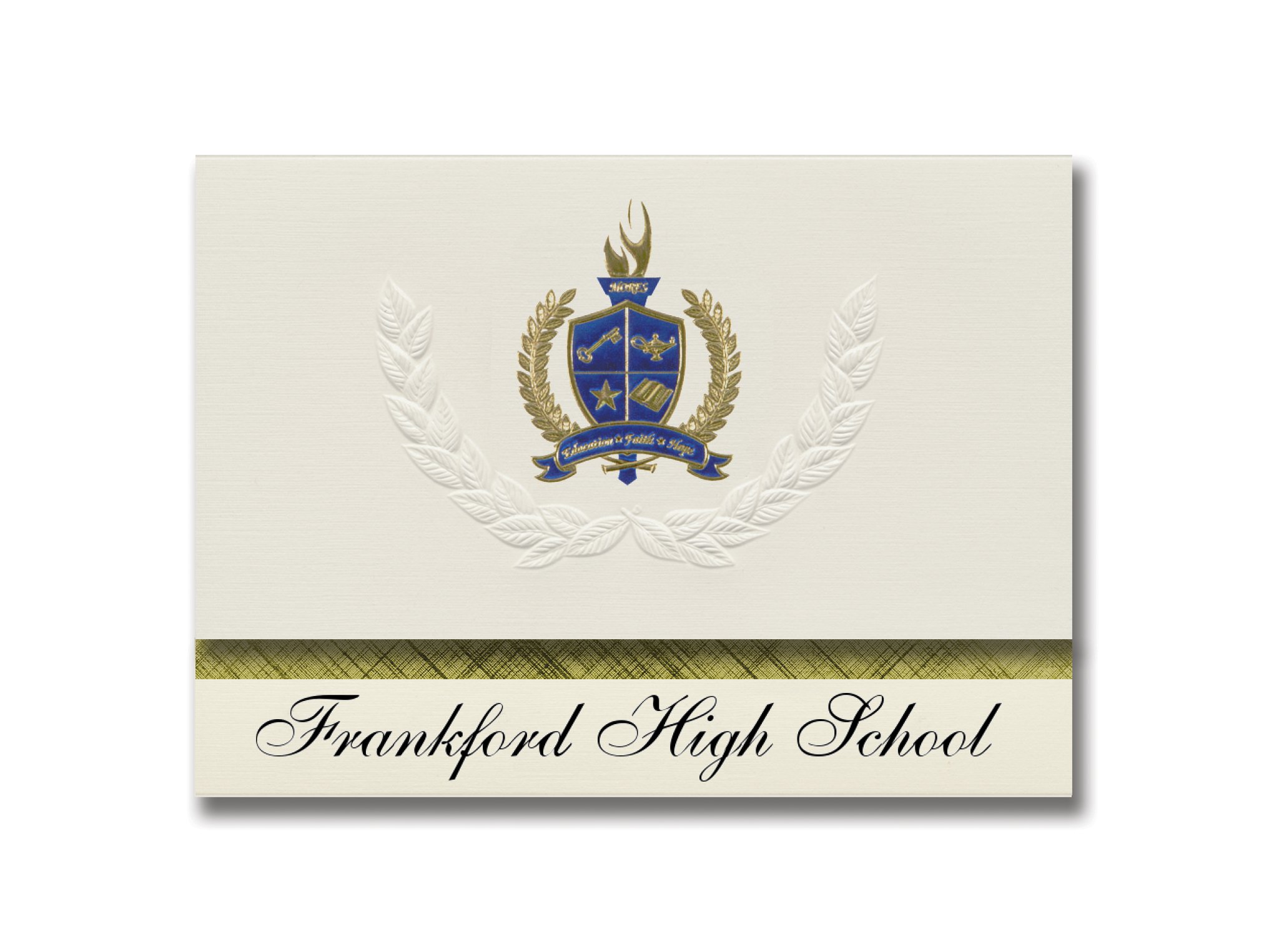 Frankford High School Graduation Announcements - Premium Presidential Style with Gold & Blue Metallic Foil (25-Pack) | Philadelphia PA Graduation Invitations for College & High School Ceremonies