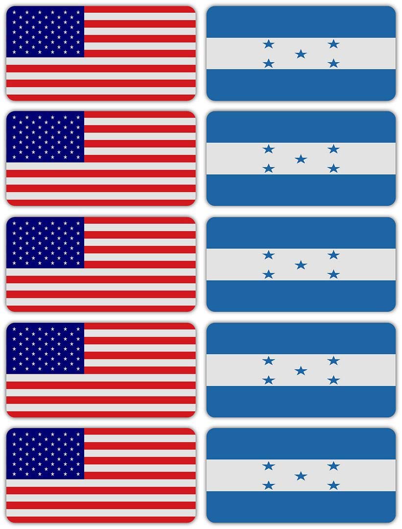 10-Pack 3M Reflective Honduras & USA Flag Stickers - High Visibility Safety Decals for Hard Hats, Helmets, Bikes, Toolboxes & Laptops | Perfect for Construction Workers, Cyclists & Outdoor Enthusiasts