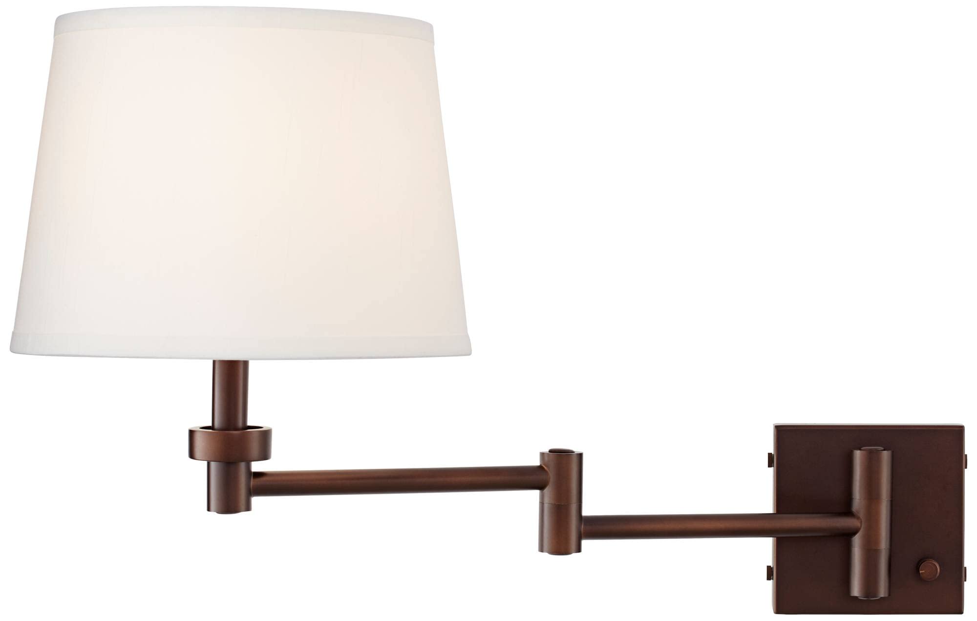 360 Lighting Vero Modern Swing Arm Wall Lamp with USB Charging Port - Oil Rubbed Bronze Plug-in Light Fixture with Cream Drum Shade - Perfect for Bedroom, Living Room, Hallway & Dining Areas (Reading Light, Nightstand Lamp, Home Decor)